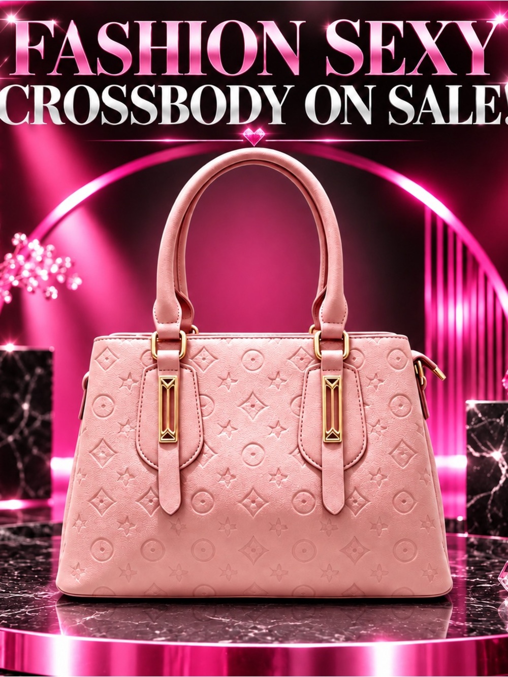 Women's Pink Fashion Crossbody Satchel Bag